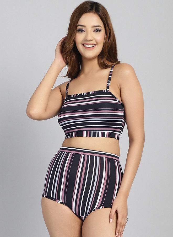 CUKOO Striped Padded Two Piece Tankini Swim Set - Image 3